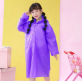 Kids Boy Girl See Through EVA Raincoat Long Hooded Rain Cover Outdoor Rainwear. 