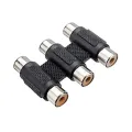 3 RCA Both Side Female Jointer for Audio Video 3RCA Cable Extenion Connecter. 