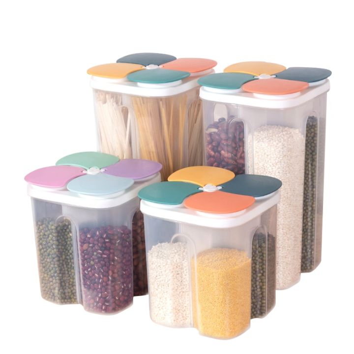 【Hot】 Kitchen Storage Box Food Storage Containers Plastic Grain Storage Tank Sealed Moisture Proof With Lid Container Kitchen Items