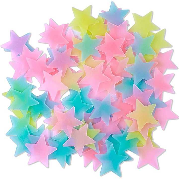 100pcs 3D Stars Glow In Dark Luminous Fluorescent Plastic Wall Sticker