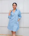 Arden Button Down Dress -Powder Blue. 