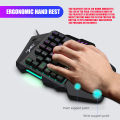 HXSJ One Handed RGB Rainow Gaming Keyboard with Mouse for PC 35 Keys LED Backlight + Wired Gaming Mouse with Breathing Light 5500 DPI 7 Button Keyboard and Mouse Combo. 