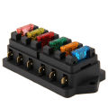 6 Way Plastic Metal Flat Type Truck Auto Blade Fuse Box Car Fuse Box Car Fuse Holder with Fuses for 12V 32V ATO Standard Circuit. 