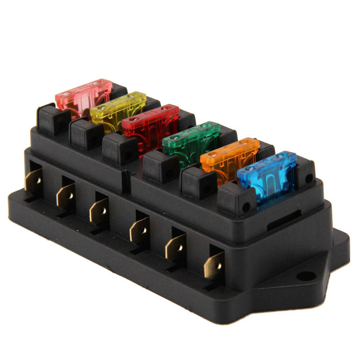 6 Way Plastic Metal Flat Type Truck Auto Blade Fuse Box Car Fuse Box Car Fuse Holder with Fuses for 12V 32V ATO Standard Circuit