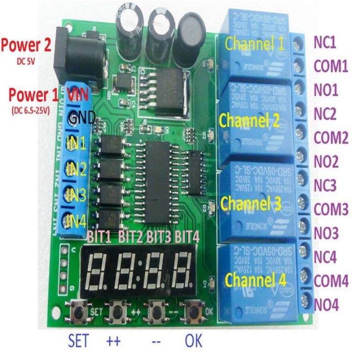 Dc%2012v%204%20Channel%20Multifunction%20Cycle%20Delay%20Timer%20Relay%20Module%20:%20Timing%20Loop%20Interlock%20Self-Locking%20Momentary%20Bistable%20Monostable%20-%20Image%206