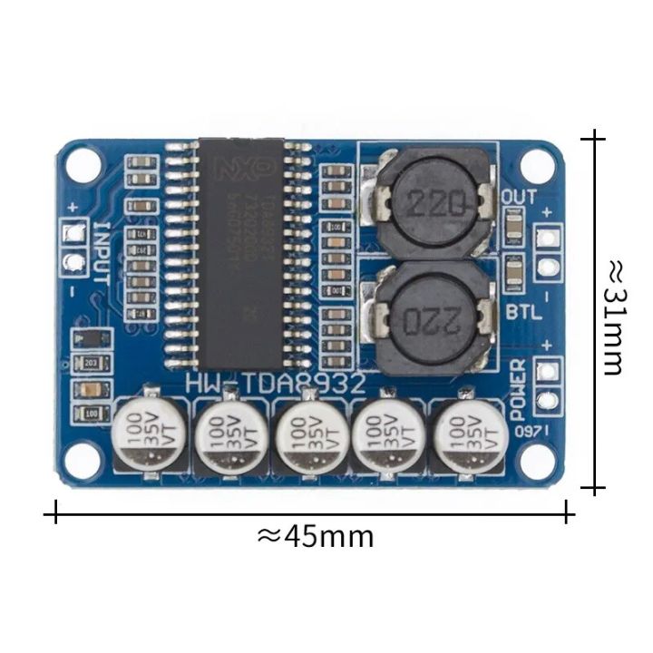 Produktbild von Paaruter TDA8932 Mono Verstärkerplatine – 35 W Digital, 10‑30V DC, Für 4/6/8 Ohm Lautsprecher, Kompakte Größe 45x31 Mm