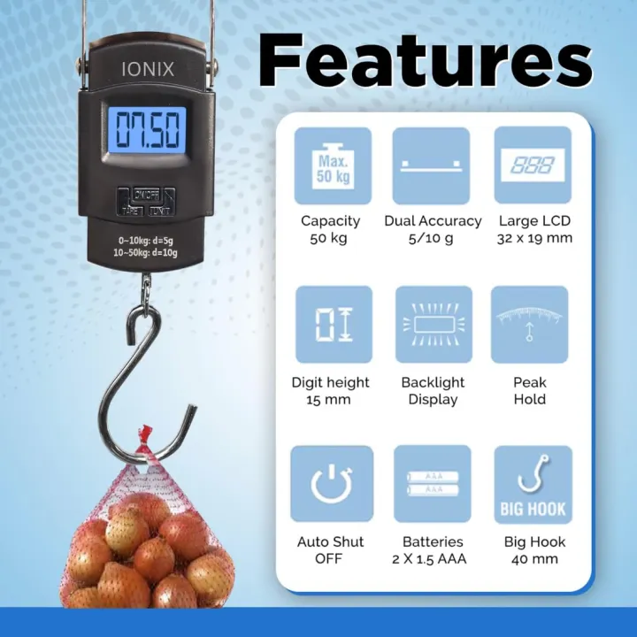 Electronic%20Portable%20Fishing%20Hook%20Type%20Digital%20LED%20Screen%20Luggage%20Weighing%20Scale,%2050%20kg/110%20Lb%20-%20Image%203