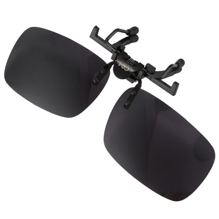 Polarized%20Rimless%20Rectangle%20Gray%20Lens%20Flip%20Up%20Clip%20on%20Sunglasses%20Eyeglass%20-%20Image%209