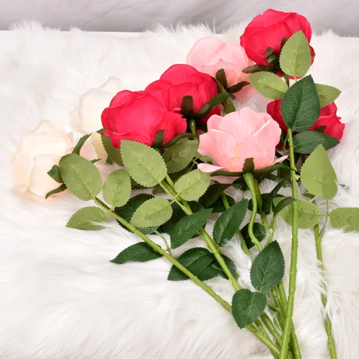 Flower R0se 1pcs 50 Cm Roses Artificial Flowers Rose Flower Branch Artificial Red ...
