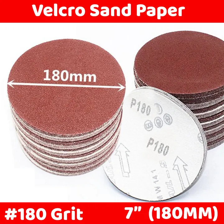 10Pcs%207%20inch%20180mm%20Velcro%20Sand%20Paper%20Grit%20#180%20-%20Image%202