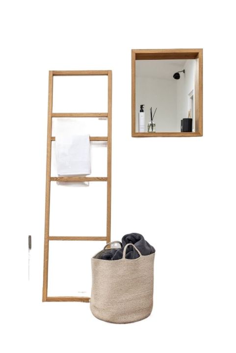 bathroom mirror, mirror with Pine frame and shelf