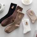 1/5Pairs Korea Cute Bear Long Tube Socks Fashion Solid Color Pile Socks Japanese Medium Tube Socks. 