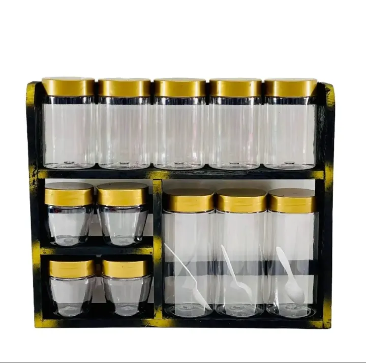 Spicy Bottle Transparent 12pcs Set With Stand