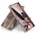 TA Classical Retro Fountain Pen Set Natural Feat rs Carved Calligraphy Exquisite Writing ft Box for Christmas Valentine. 