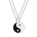 2 Pcs/Set Necklace Tai Chi Chain Stainless Memorial Couple Pendents for Gift. 