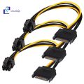 SATA 15 pin to 6 Pin Power Cable 3-Pack 15 pin SATA to 6 pin pci Express power Adapter cable - 8 Inch. 