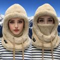 New Warm Integrated Scarf Mask Hat Windproof Polar Fleece Pullover Cap Coldproof Hooded Hat Autumn and Winter. 