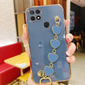 LECOMES for Xiaomi Redmi 10A Back Cover with Love Heart Bracelet Chain Luxury 6D Plating Shiny Soft Silicone Mobile Phone Case Pouch Girls. 