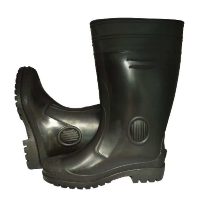 Gum Boot Safety Gumboots PVC Men Women Unisex Labor Shoes Waterproof Seal Boot Oil Seal Hard Use Breathable Slip Electric Welder Shoes Anti-Smashing Anti-Piercing - Site Shoes Safety Construction Boots Gumboots Gum Boots Safety Boots Black