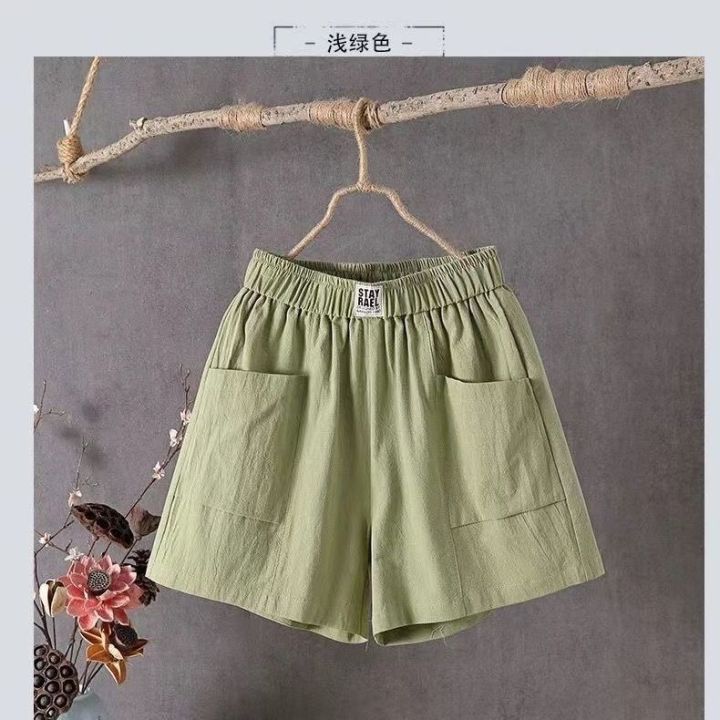Single/Set%20of%20Two%20Cotton%20Linen%20Shorts%20Women's%20Summer%20Pure%20Cotton%20Loose%20Slimming%20Wide-Leg%20Pants%20Leisure%20Cargo%20Fifth%20Pants%20Trendy%20-%20Image%209