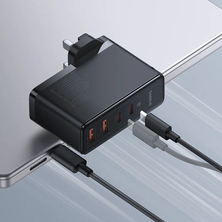 Baseus%20GaN5%20Pro%20Fast%20Charger%202C+2U%20100W%20UK%20Cluster%20Black%20(With%20Mini%20White%20Cable%20Type-C%20to%20Type-C%20100W(20V/5A)%201m%20)%20-%20Image%205