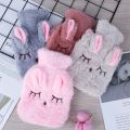 Cute Rabbit Hot Water Bottle Bag for Girls Plush Shoulder Hand Warmer Heat Pack Warm Belly Instant Hot Pack Winter Heating Pad. 