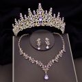 Baroque Fashion Bridal Jewelry Sets Luxury Crown Earrings Choker Necklace Set Women Wedding Dress Tiaras Bride Jewelry Set. 
