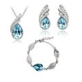 Chain bracelet earrings set crystal ocean blue item 925 pure QiLeSen High Jewelry silver fit ladies set, best-selling pack YW. 