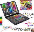 150 Piece Deluxe Art Set Drawing Set for Kids Crafts Kit Box Gift Art Supplies for Drawing, Painting and More Black. 