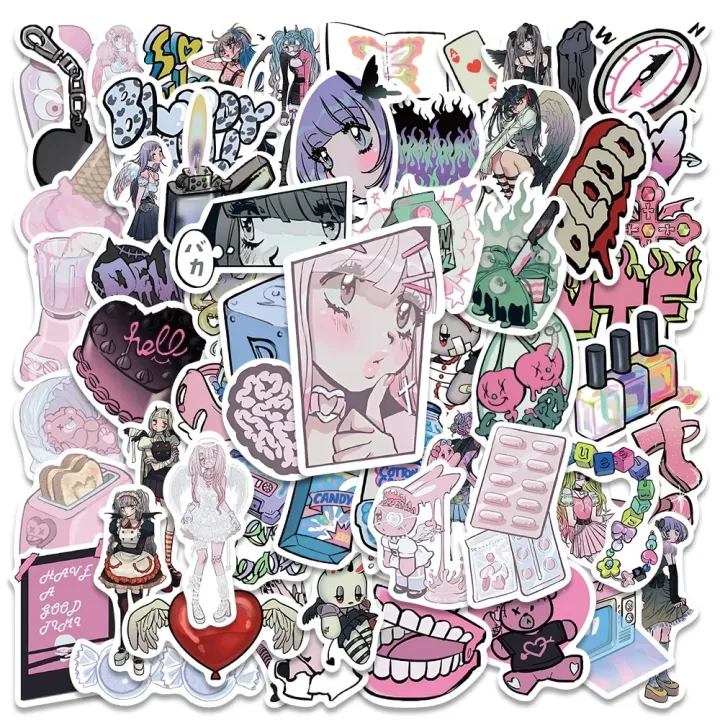 NEW%2060/123PCS%20Y2K%20Domi%20Lolita%20Girls%20Gothic%20Pink%20Stickers%20Cute%20Anime%20Aesthetic%20Decals%20Phone%20Case%20Laptop%20Stationery%20Car%20Toy%20Sticker%20-%20Image%207