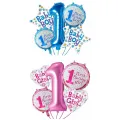 First Birthday Boy Or Girl 5 Piece Foil Balloon Set, Reusable And Self Sealing. 