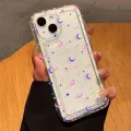 Moon Stars Print Clear Phone Case for iPhone 16 15 14 13 12 11 Pro Max Mini XR X XS 7 8 15 16 Plus SE2 Shockproof Silicone Cover. 