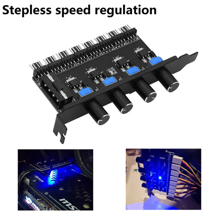 Computer Radiator Fans Splitter 12V 8 Channels Cooling Fan HUB Easy Install 1 To 3 12V PC Case 4Pin ...