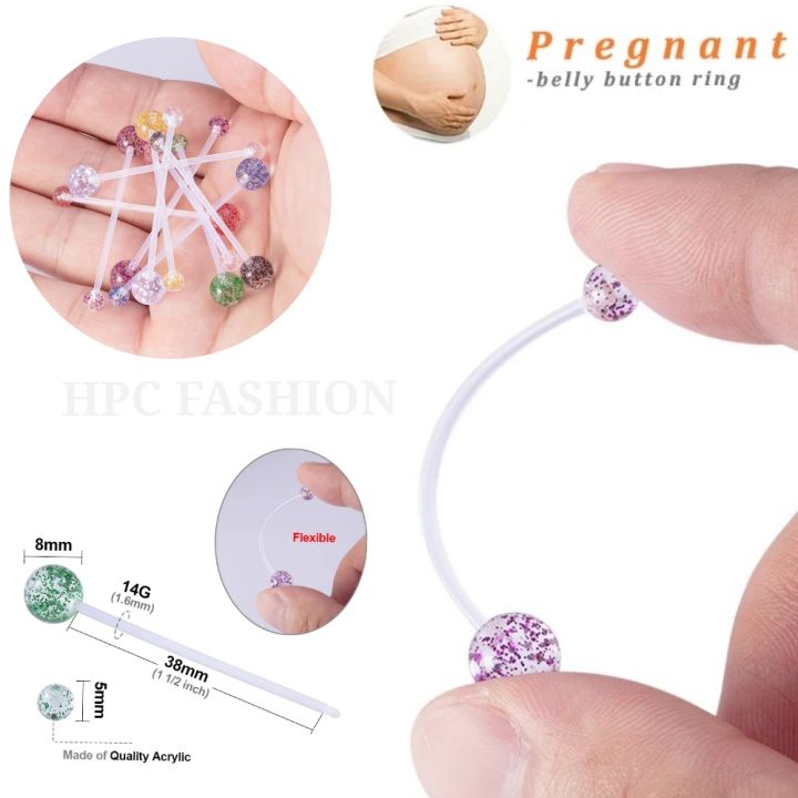 PULABO 14G Grossesse Clair Nombril Anneaux Flexible Bioplast Sport