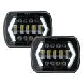 LED Headlights, 5x7 inch Square LED Headlamp with Arrow Angel Eyes DRL Turn Signal Light Replaces H6054 H5054 H6054LL 69822 Fit Trucks Jeep Wrangler XJ YJ Sedans GMC Smoke lens. 