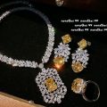 Canary Tourmaline Color Shield Gem Necklace Rich Woman's Happy Plated 18K Golden Pomegranate Flower Zircon Earrings. 