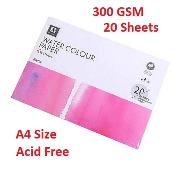 Art Nation Water Colour Paper for studio 20 sheets 300GSM ( Acid free WaterColour papers ) with hard back