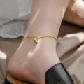 Gold Alloy Fashion Anklet for Women and Girls, 18+5cm Adjustable Foot Chain, Daily and Party Wear. 