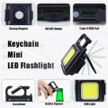 COB Keychain Flashlights Lumens Rechargeable Small Keychain Lights,4 Light Modes Portable Pocket Light with Folding Bracket Bottle Opener and Magnet Base. 