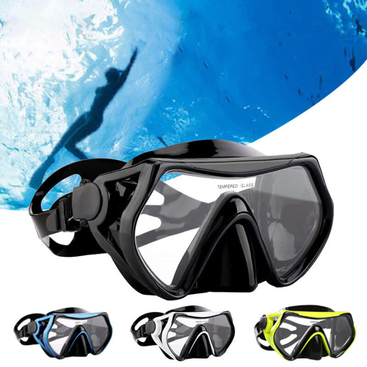 Swimming Eyewear Tempered Glass s Water Sports Equipment Snorkeling Scuba Diving Mask Transparent Large Frame Goggles Queena