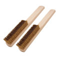 Soft Bristle Wood Brass Block Scrub Brushes 6-row - 8" - Durable Manual Cleaning Tools. 