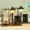 Hourglass Pen Organizer Night Lamp Old-Ed Retro Sand Timer Pen Holder Decorative Ornaments Pen Cup Lamp. 
