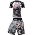 【F MMA BJJ GI Rashguard T Shirts+Muay Thai Shorts Rash Guard Clothing Jerseys MMA Compression T-shirt Men Kickboxing Sets. 