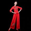 Group Clothing Yangko Dancing Dress Female Middle-Aged and Elderly Performance Clothing Ethnic Style Dance New Square Dance Suit. 