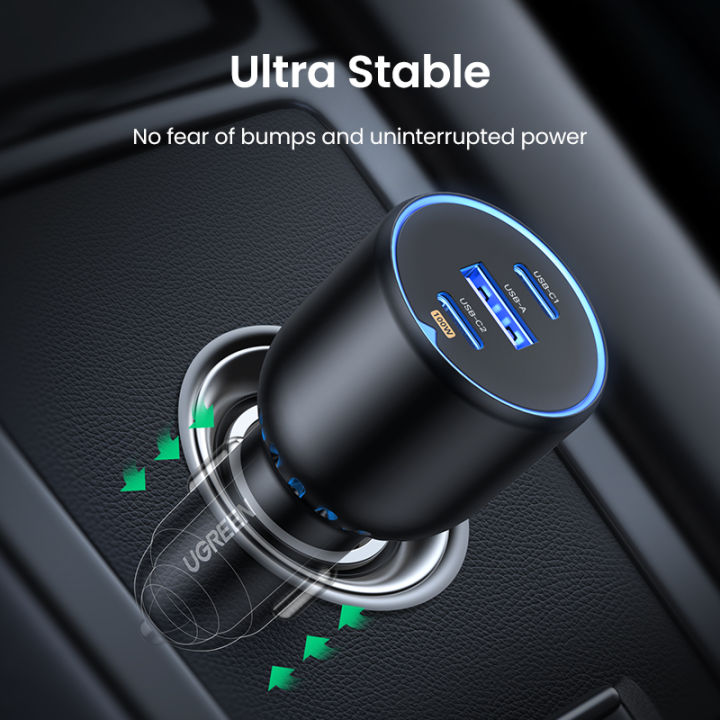 UGREEN%20130W%20USB%20C%20Car%20Charger%203-Port%20PD%20100W%20PD3.0/QC4.0/PPS%20Fast%20Car%20Charger%20Adapter%20for%20iPhone%2014/13/12,%20Galaxy%20S22/S22%20Ultra/S21/Note20,%20iPad,%20Tablet,%20Laptop%20-%20Image%206