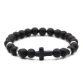 Yfashion Unisex Fashion Elegant Cross Beaded Bracelet ple Elasticity Hand Chain. 