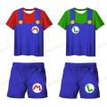 Cool Super Mario T-shirt Shorts Two-piece set Children's Clothing Sets Kids Boys Girls Tops Tee Mario Bros T-shirt Pants Suit. 