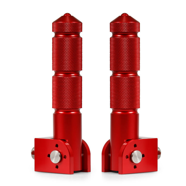 Universal 2Pcs Rear Passenger Foot Pegs Pedals 90 Degree Folding Footrests for Motorcycles Red