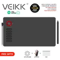 (VEIKK Official store) VEIKK A15 Graphics Drawing Tablet Large work area of 10 x 6 inch 8192 Pressure Sensitivity Digital Drawing Pad with Passive Stylus and 12 Shortcut Keys, 20 Nibs and 1 Artist Glove( RedBlueGray). 