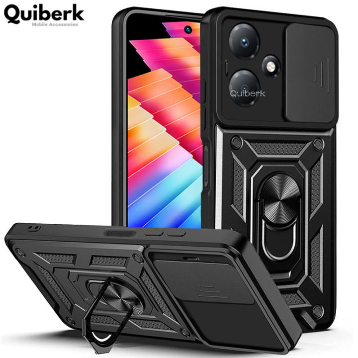 Quiberk for Infinix Hot 30 Play Phone Case Slide Camera Cover Magnetic Kickstand Hard Shockproof Armor Back Casing